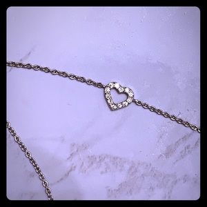 White gold and diamond heart bracelet